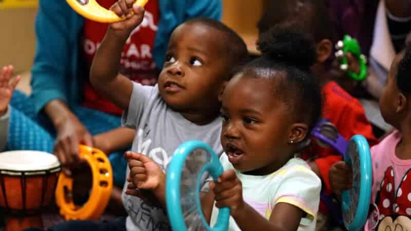 Educare Chicago students participating in musical activity